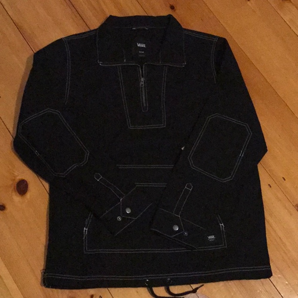 Vans Mens Medium Black Denim Pullover Jacket NWT
